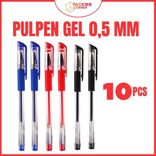 

10PCS Pulpen Gel Ink Pen Bullet Tip 0.5mm Bolpen Alat Tulis Hitam Merah Biru Bolpoint ATK