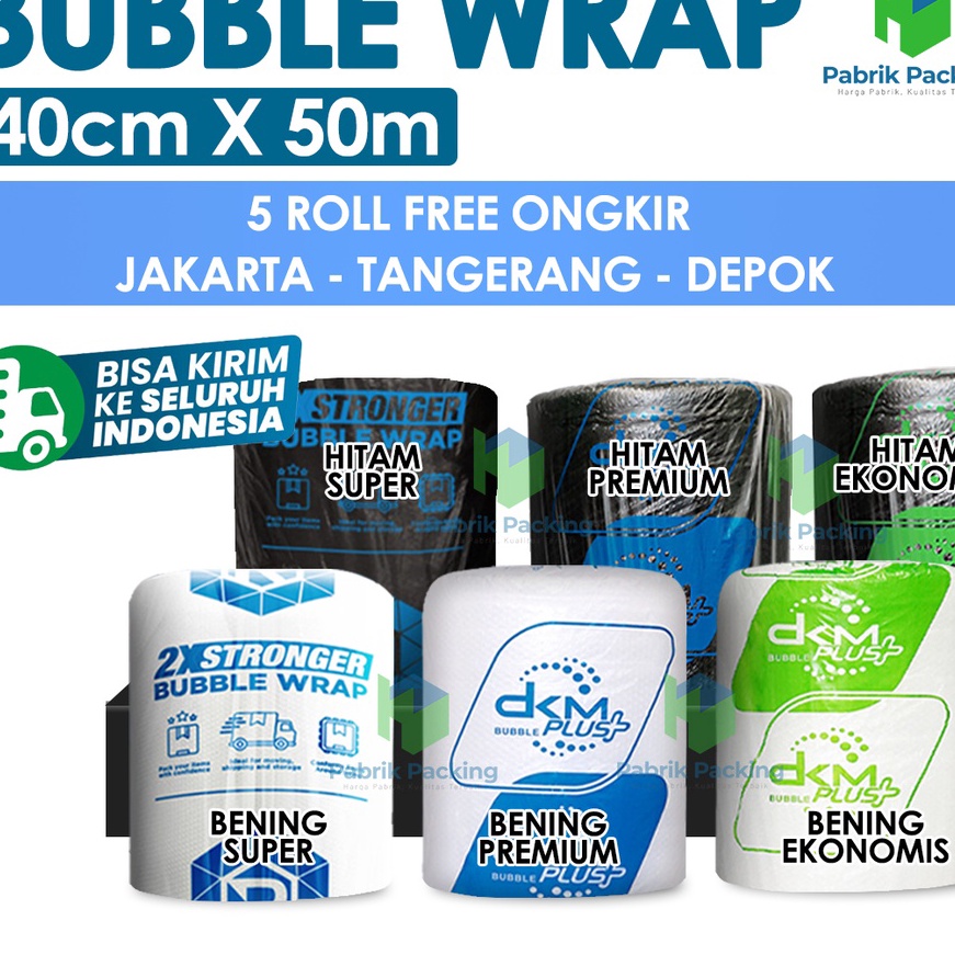 

Termurah PLASTIK BUBBLE WRAP 4 CM x 5 M PREMIUM DELKOMAS