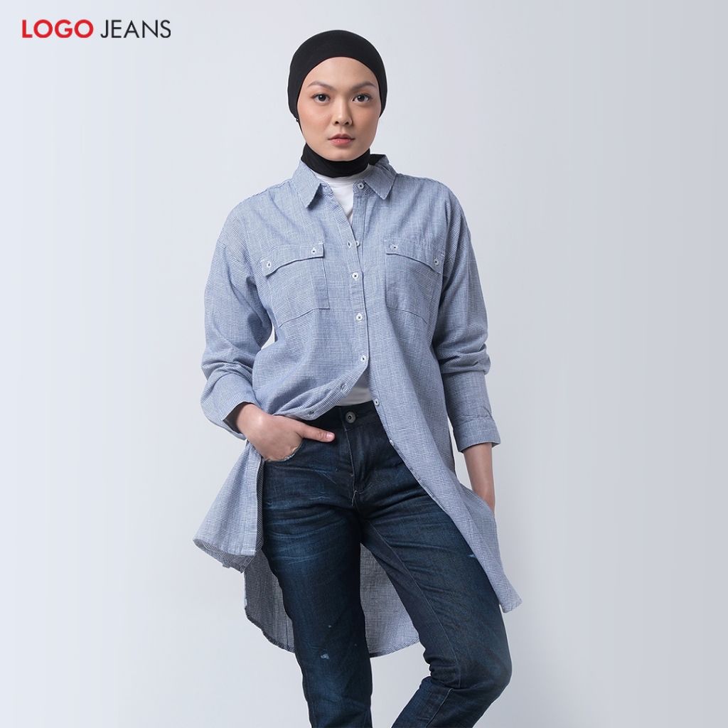 Logo Jeans - Kemeja Wanita Saverio 24788L5BI