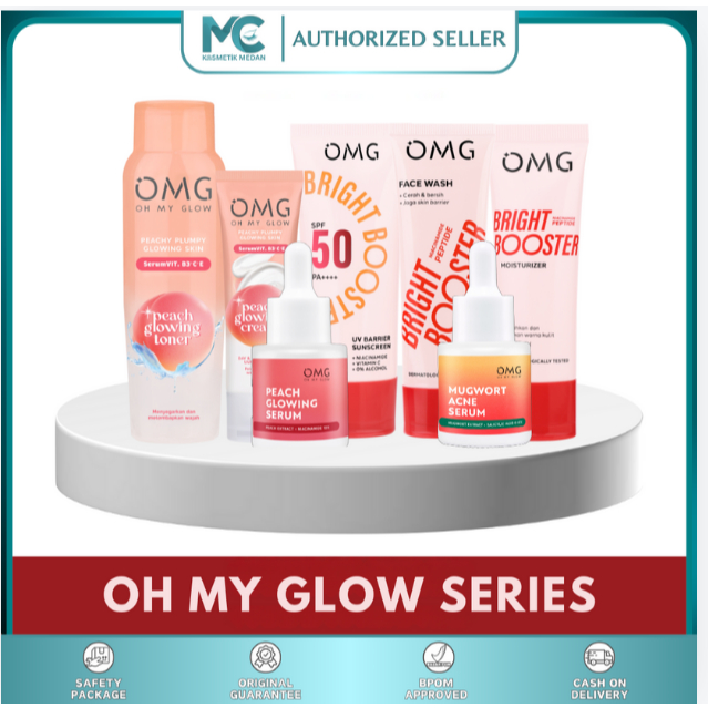 OMG-Oh My Glow Skincare - Peach Glowing Face Wash / Face Toner / Cream / Serum / Sunscreen - Facecar