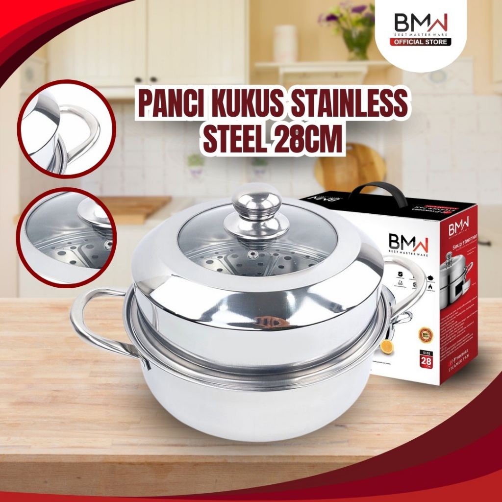 BMW Kitchen Ware - Panci Kukus Dandang Panci Steamer Tebal Langseng Sarangan Stainless Steel Serbagu