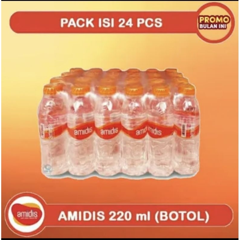 

Amidis Air Mineral 220ml Botol Mini 1 Dus / Pack isi 24 Bukan Cleo