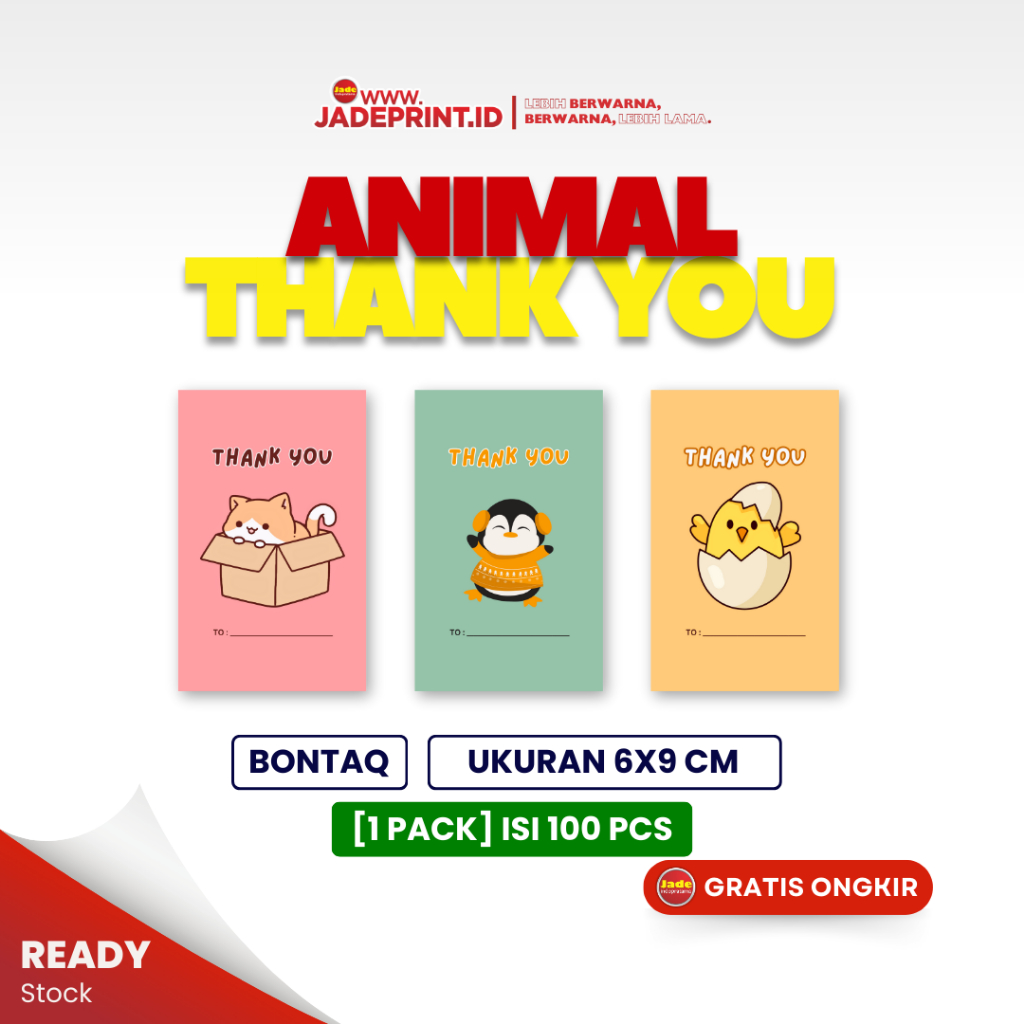 

[STICKER THANK YOU SEAL ANIMAL] Stiker Thank You Seal 6x9cm Stiker Terima kasih Isi 100 Pcs