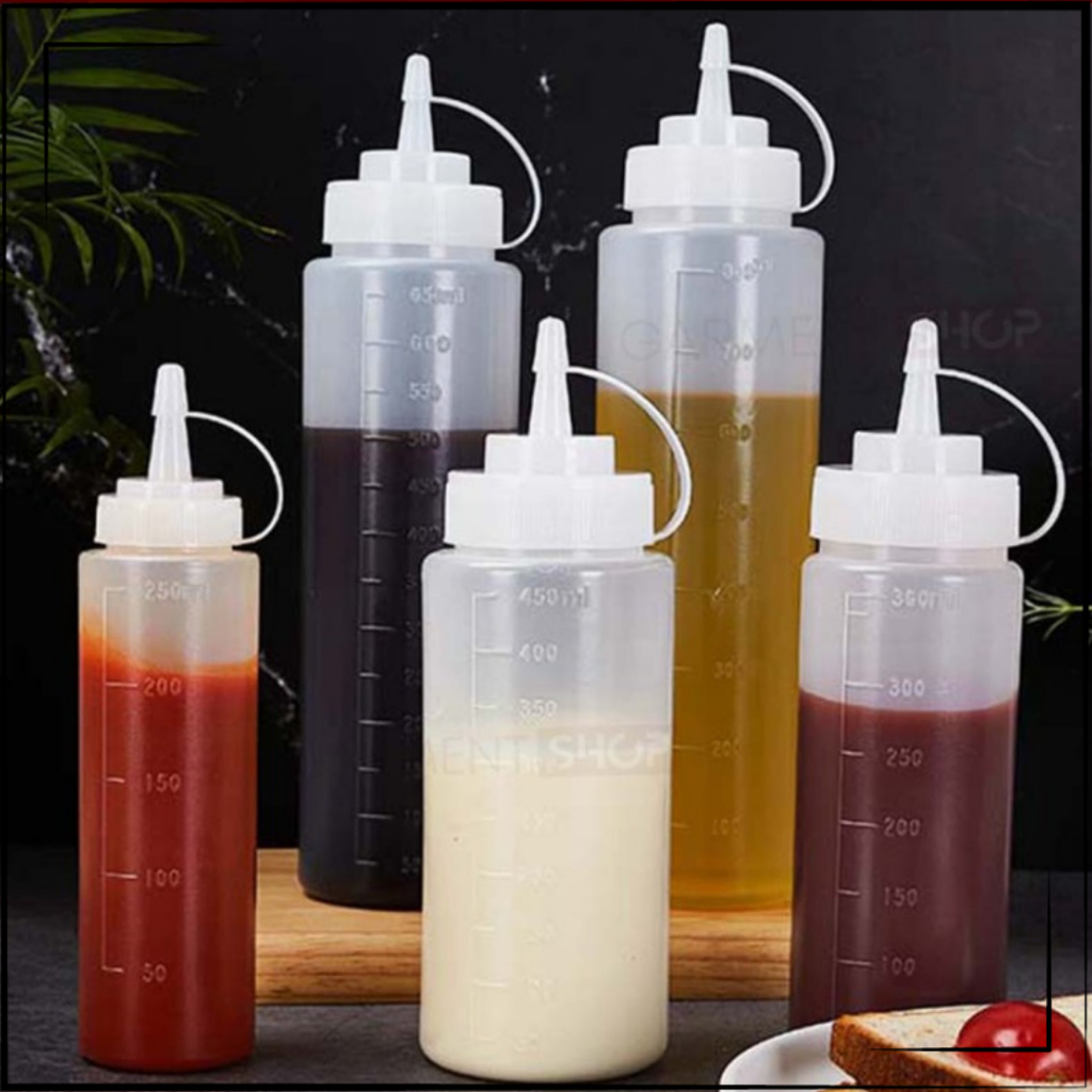 Botol Saus Plastik Kecap Angka Garis Putih Refillable Bottle Mayonaise