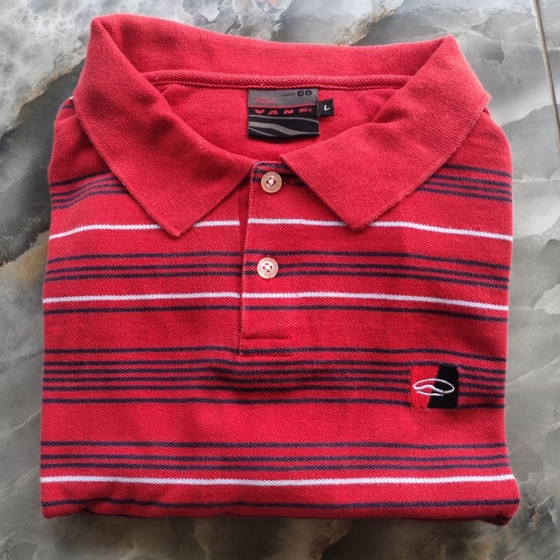 baju polo tshirt VANS salur red