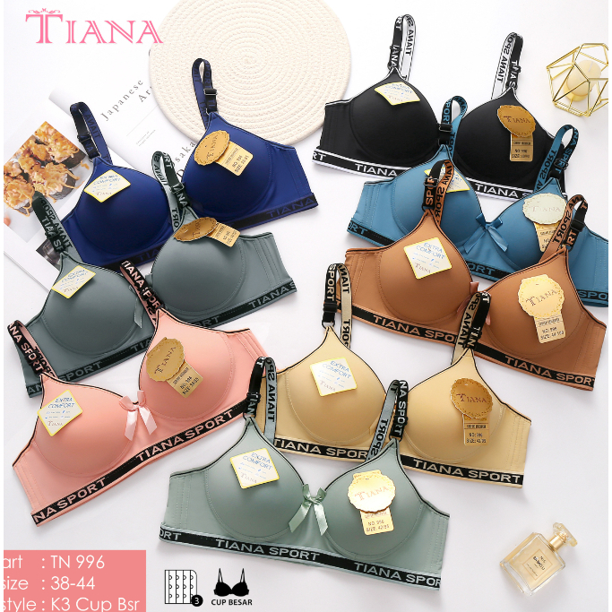 TN 996 BRA/BH WANITA SPORT TANPA BUSA DAN KAWAT TIANA SPORT-3 PCS
