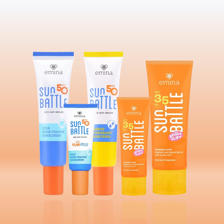 Emina Sun Battle Bright Glow Airy Barrier Cica SPF 50 PA++++ Sunscreen Remaja ILKA KOSMETIK