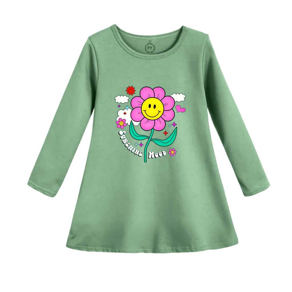 Tunik Anak Muslim Dress Pakaian Muslim Pakaian Anak Perempuan Motif Bunga