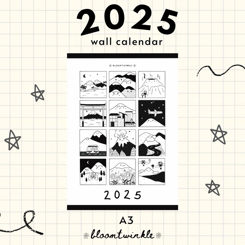 

WALL CALENDAR AESTHETIC A3 2025 (KALENDER DINDING) ukuran A3