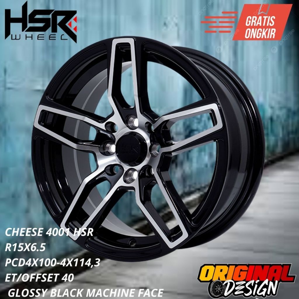 Pelek ring 15 velg HSR CHEESE R15 Untuk Mobil sigra , datsun go , xenia , city