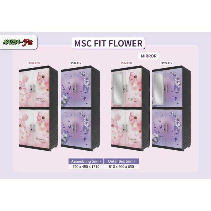 Lemari Plastik 4 Susun Naiba Lemari Baju Naiba Fit Mirror 9524 Kaca KHUSUS BOGOR KURIR INSTANT