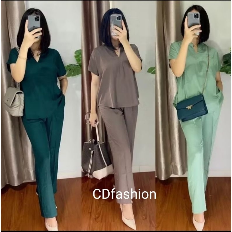 setelan polos wanita/ setelan rayon wanita bahan premium