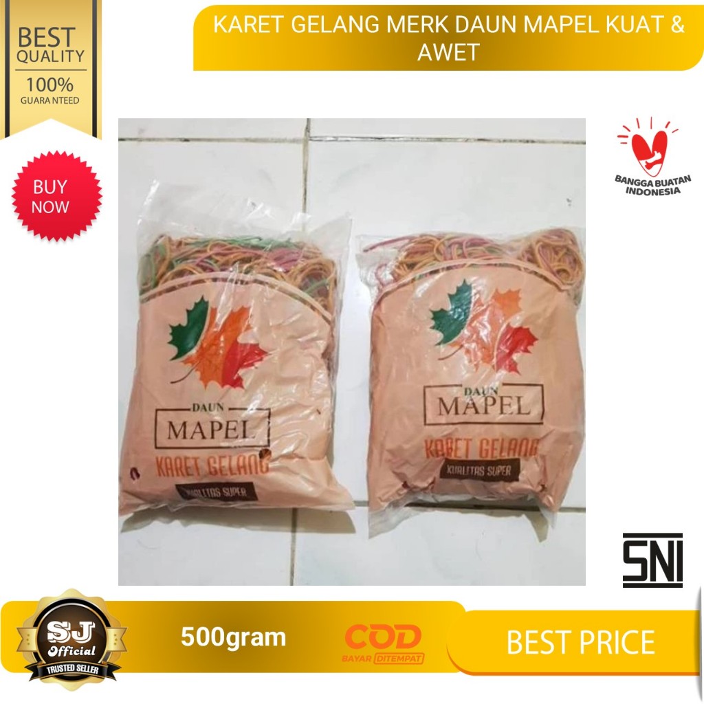 

KARET GELANG 500gr MERK DAUN MAPEL KUAT & AWET