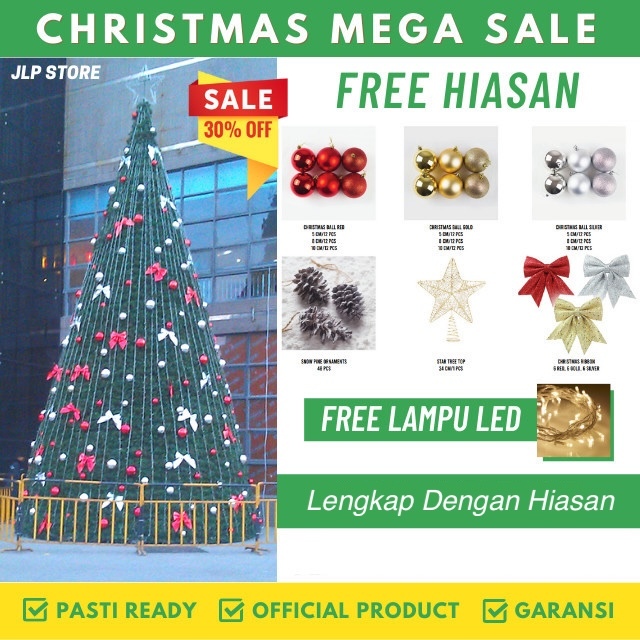 Pohon Natal Premium Besar Tinggi 5 Meter Christmas Tree Lengkap Dengan Hiasan