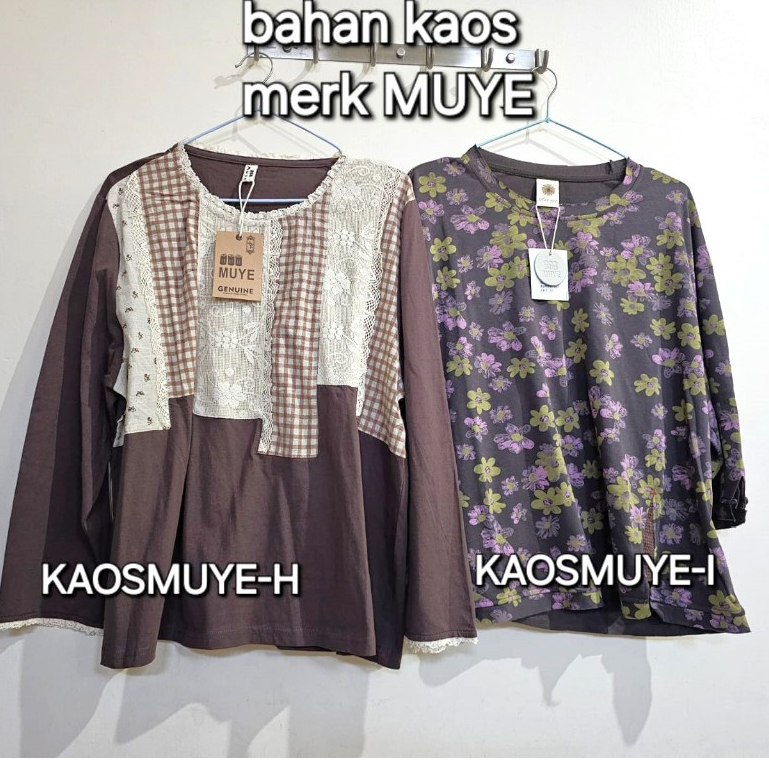 Atasan oversize kaos BKK motif mix lengan panjang bahan kaos merk MUYE model KAOSMUYE-H,I