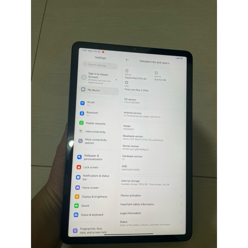 xiaomi mi pad 5 pro 5g 8/256gb ex inter bekas blokir sinyal