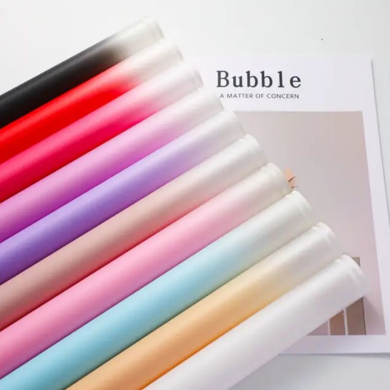 

[ 20 Lembar ] Cellophane Gradient Matte Double Border Flower Wrapping Paper Kertas Gradasi Buket Bunga
