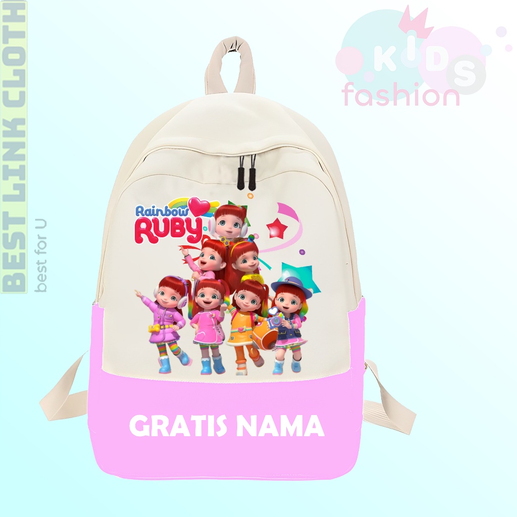 Tas Anak Sekolah Costum Rainbow Ruby Ransel Anak SD TK Ruby Karakter Free Nama