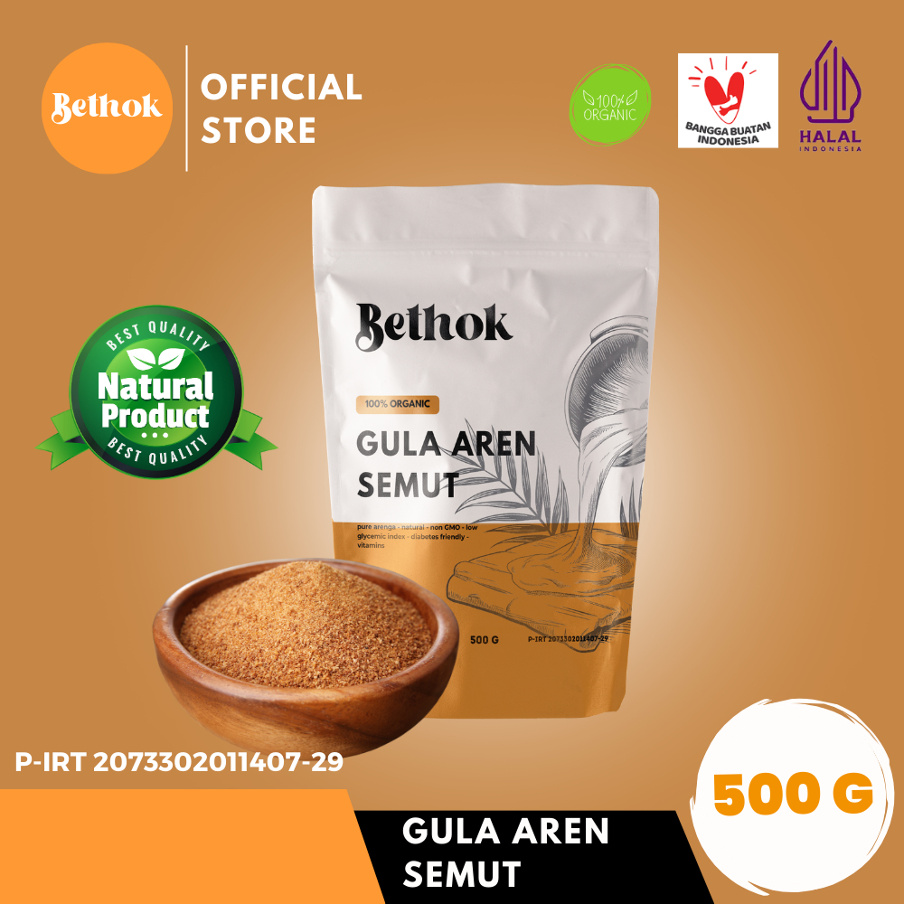 

Gula Aren Semut Premium Grade A/Nira Aren Bubuk Organik 500 gram Bethok