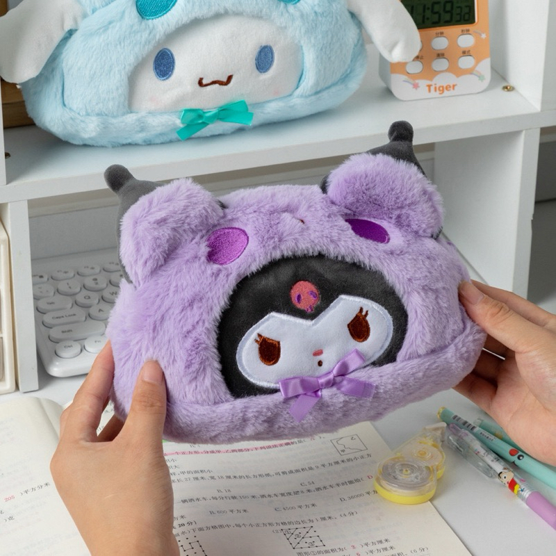 

Tempat Pensil Bulu Sanrio Hoodie Pouch Resleting Bulu Kuromi Melody Cinnamoroll Pochacco