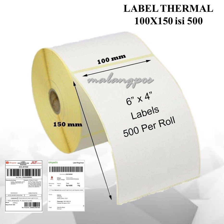 

KODE P52D Label Thermal 1x15 Kertas Sticker Label Stiker Resi Shopee Olshop A6 Printer Xprinter Isi 5 Pcs