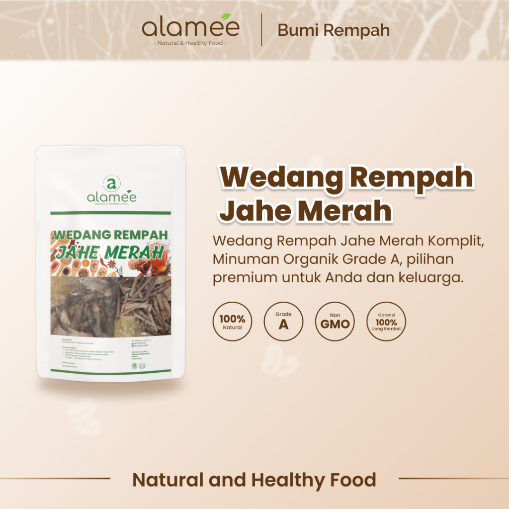 

ALAMEE Wedang Rempah Jahe Merah Komplit Tradisional Asli Rempah Minuman Herbal Alami Langsung Seduh