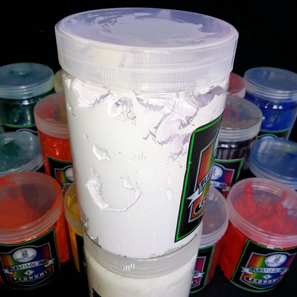 

KODE R59B Tinta Sablon PLASTISOL ECONOMY Brain Plus PUTIH 1kg