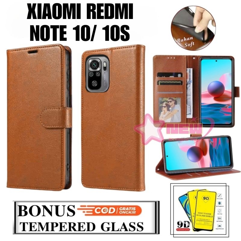 Flip Case untuk Xiaomi Redmi Note 10/ Note 10S Leather case flip cover sarung dompet Flip wallet pre