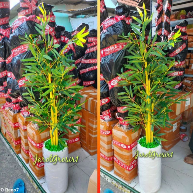 BUNGA HIAS BAMBU KUNING LENGKAP POT TRAKOTA // BAMBU KUNING ARTIFICIAL // BAMBU KUNING HIAS RUMAH //