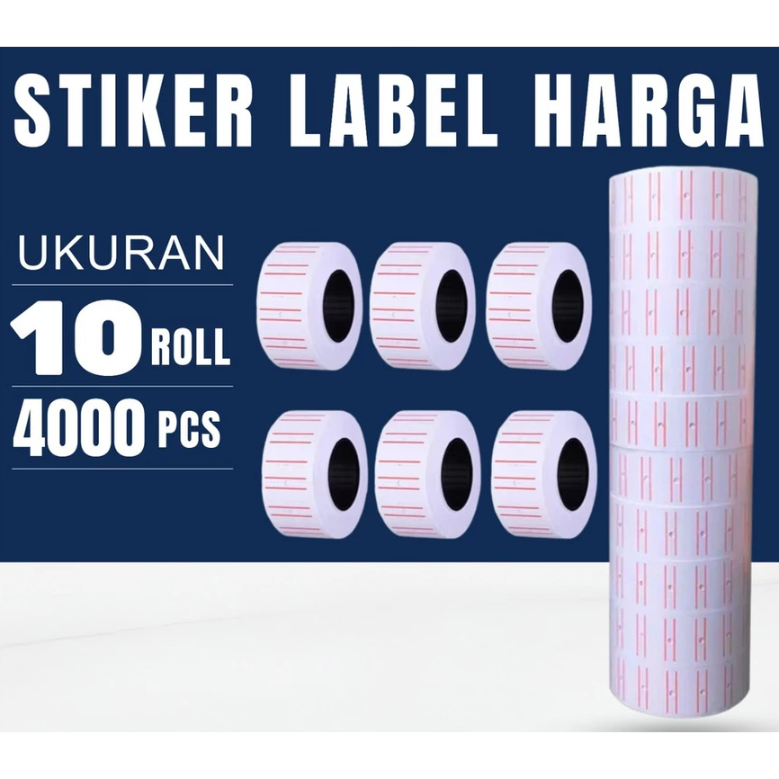 

[TERMURAH] Kertas Label Harga 400 PCS - Refill Price Tag Roll 10 Roll 400PCS Sticker Penanda Harga 10ROLL