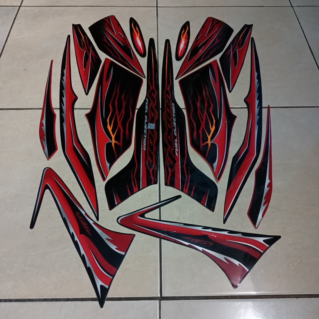 stiker striping yamaha vixion 2010 old merah hitam lis body standar berkualitas original