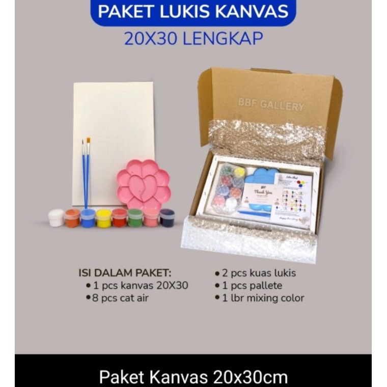 

Big Deals Paket lengkap kanvas melukis 2x2cm 2x3 cat warna 2 kuas dan palet