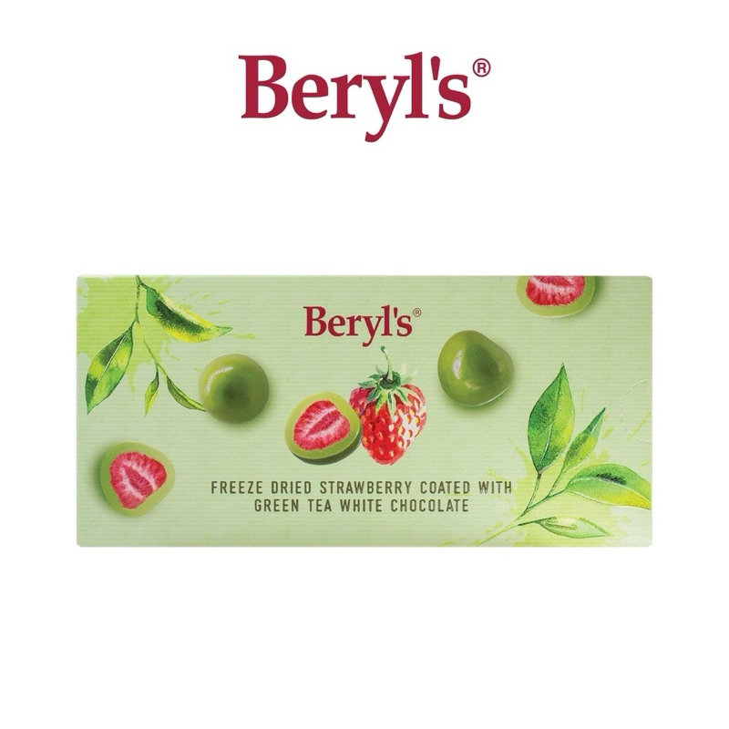 

beryl's freeze dried strawberry coated with greentea and white chocolate ori malaysia halal 100% [PO]