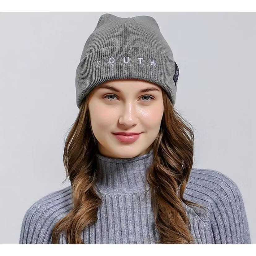 kupluk youth abu abu / kupluk musim dingin pria dan wanita / topi kupluk tebal