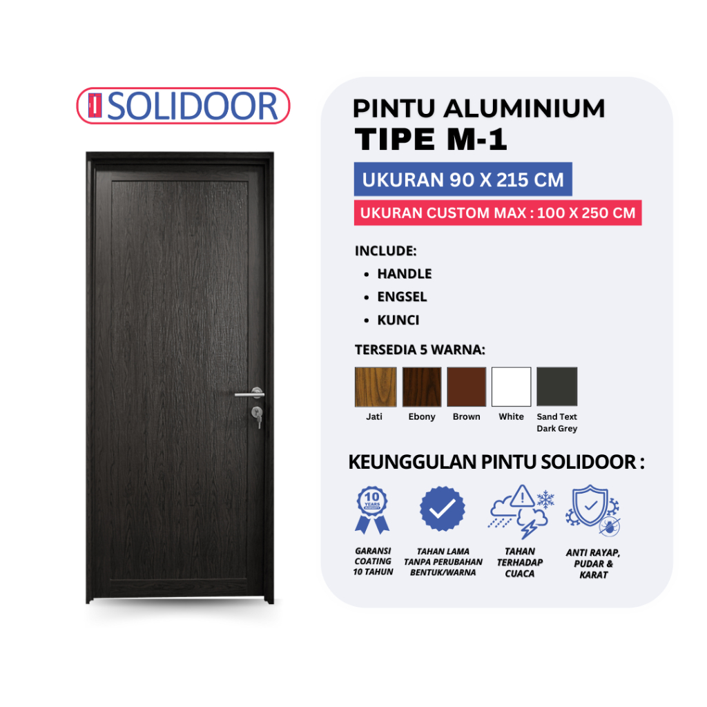 Pintu Aluminium Solidoor M-1 Custom Max 100x250