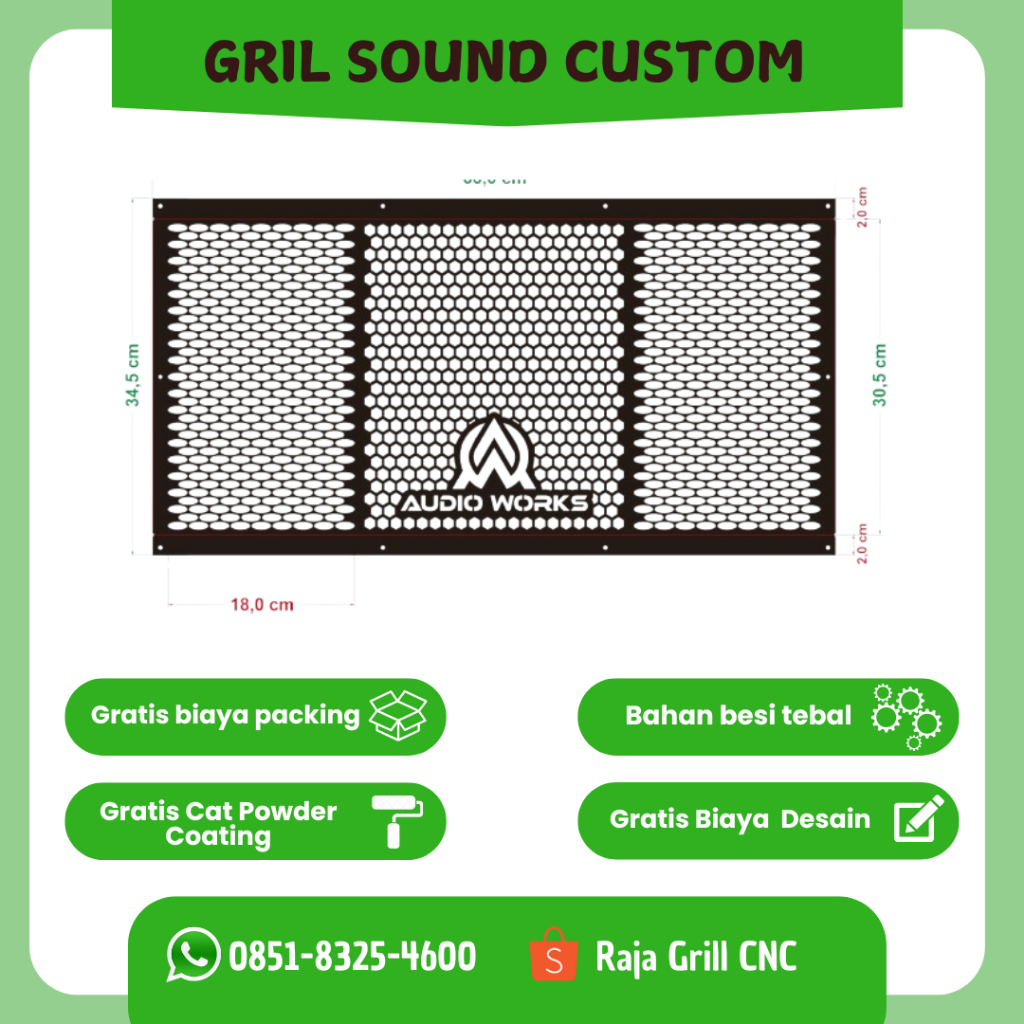 GRILL RAM BOX SOUND MINIATURCUSTOM DESIGN UKURAN + NAMA BAHAN BESI