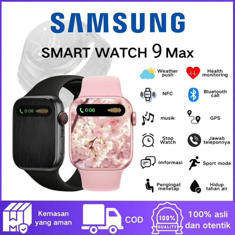 [COD] ORI Samsung Smartwatch 9 Jam Pintar Olahraga Bluetooth Smart Watch Pintar Wanita Tahan Air Jam