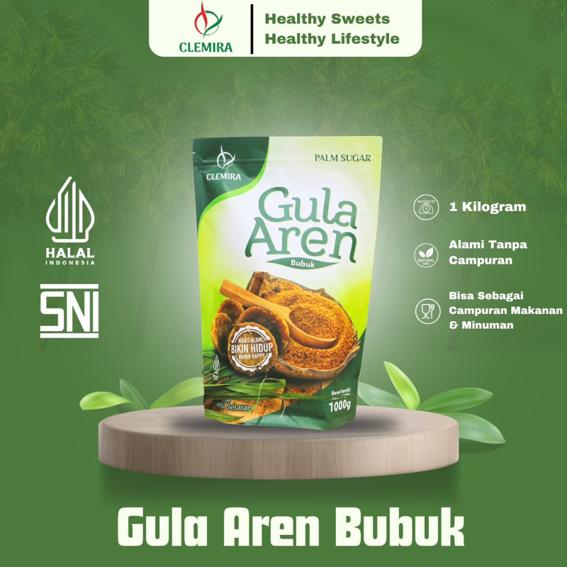 

Clemira Gula Aren Bubuk 1000 Gram 1 Kilogram 1 kg Gr (Palm Sugar Powder)| Kualitas Murni Asli Tanpa Campuran Halal SNI