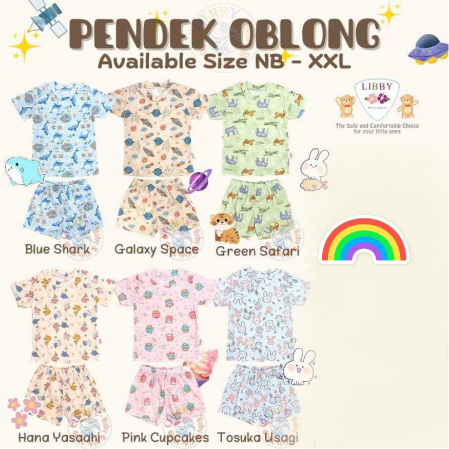 1.Setelan Oblong Pendek Cotton Rib Tipis Libby UK 2L XL XXL
