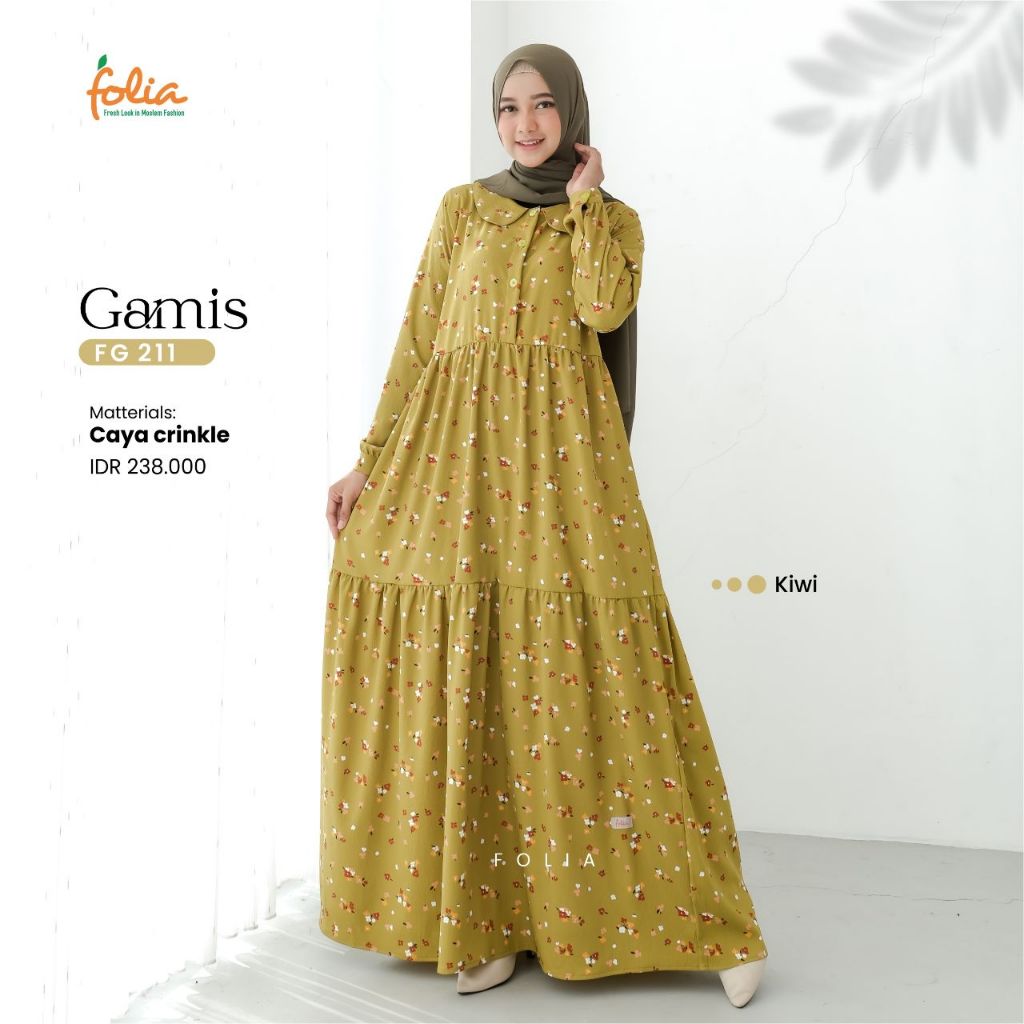 Gamis Wanita Folia FG 211 Gamis Remaja dan Dewasa Bunga-Bunga Cantik yang BEST SELLER