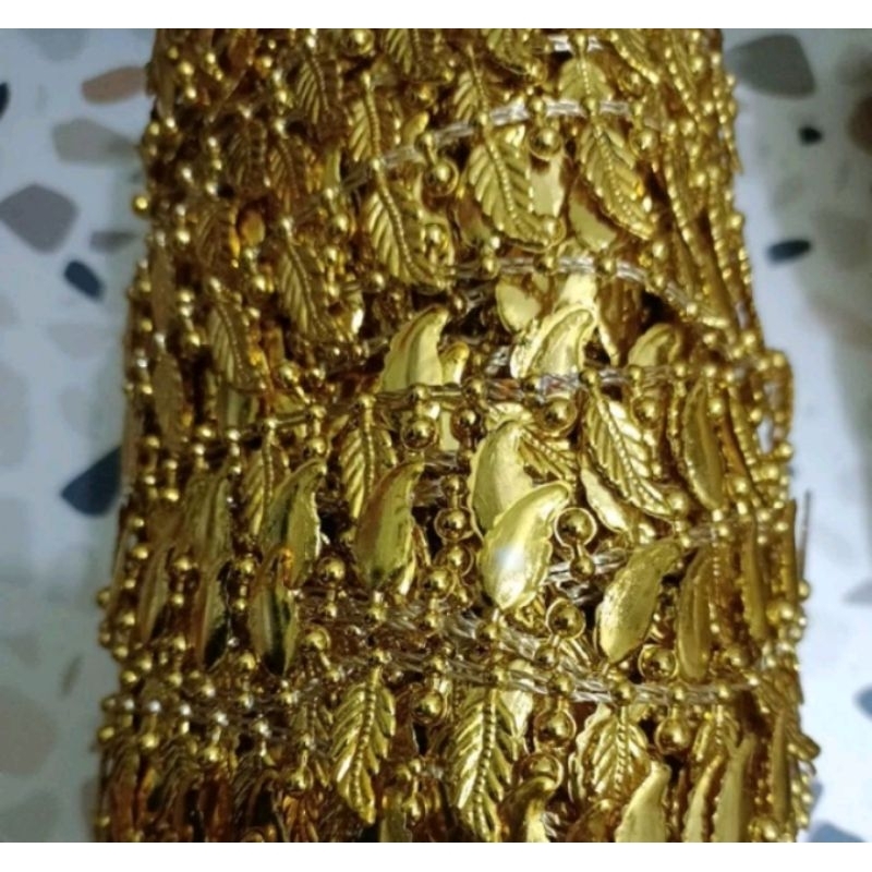 Renda Daun Emas gold silver 25yard