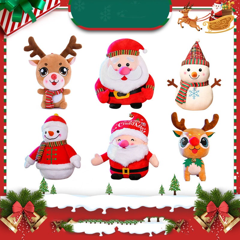 Boneka Deer Christmas Hiasan Santa Claus Boneka Snowman Boneka Santa Claus -