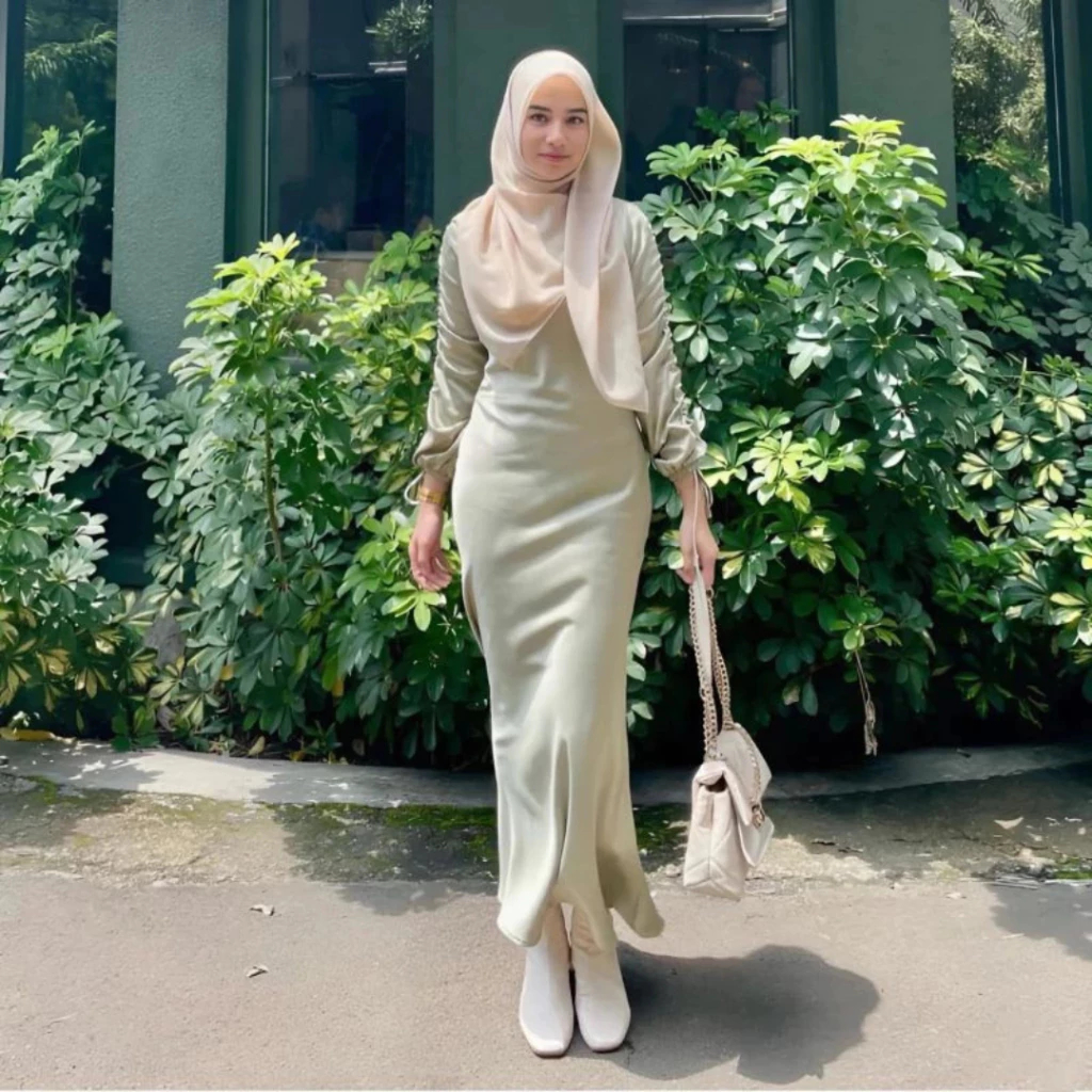 TERMURAH - ADA JUMBO / DARLA DRESS SILK SATIN DRESS KONDANGAN SERUT LENGAN SLIMFIT BODY CON SERAGAM 