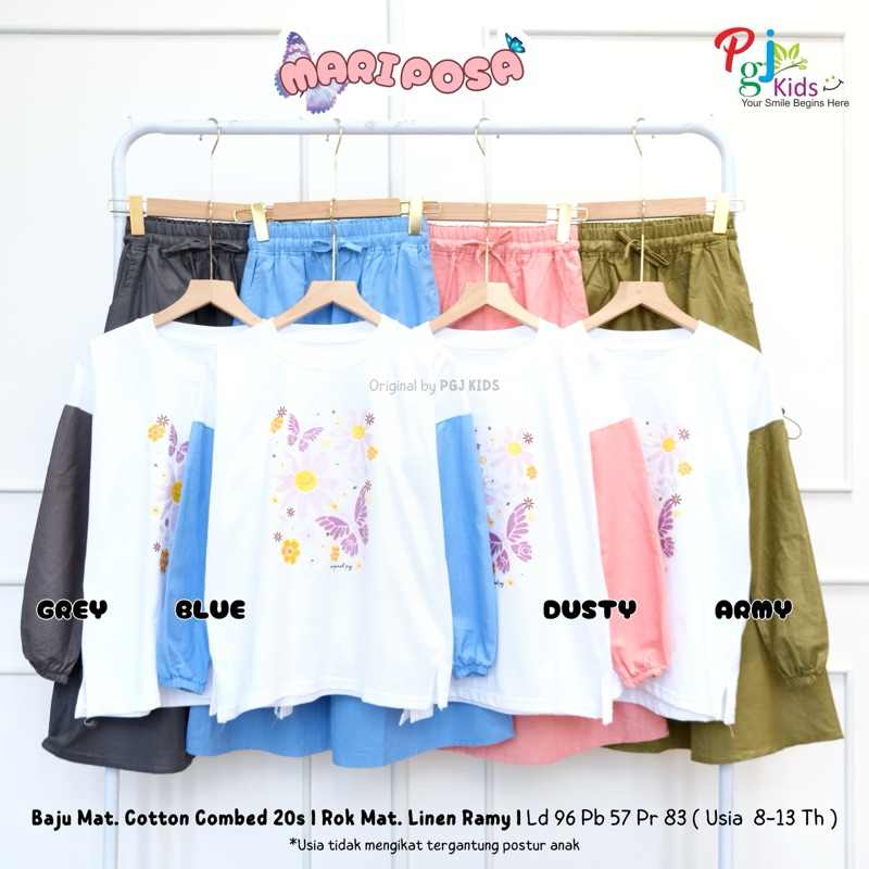 Mariposa Set Rok Cargo by PGJ Kids • ONESET setrok setelan baju anak rok skirt