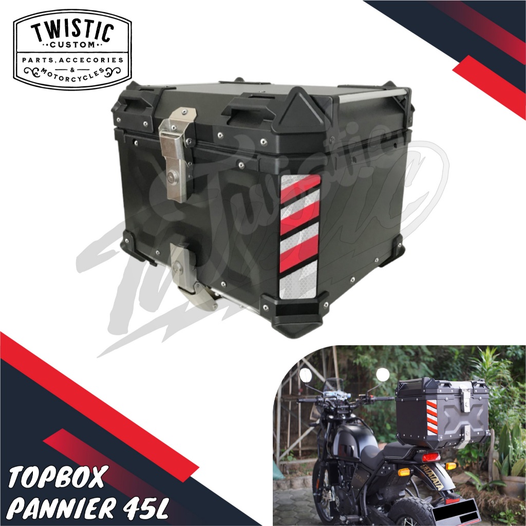 Top Box Pannier Tas Boks Bagasi Aluminium 45L 45 Liter Motor Himalayan Scram Guerilla 450 R1200 1250