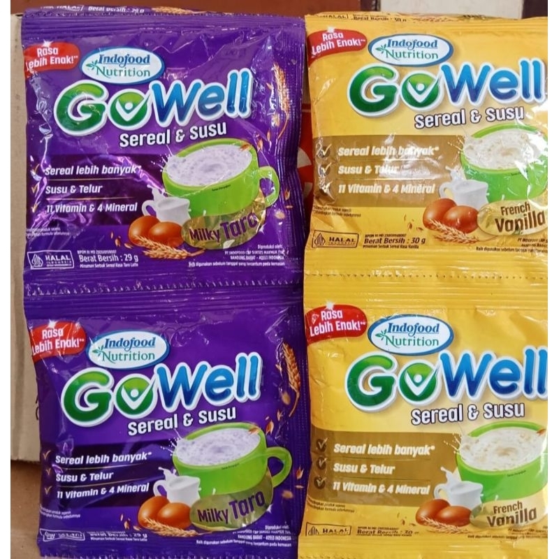 

Gowell Sereal Susu Gandum Rasa Taro dan Vanilla 1 Renceng isi 10pcs