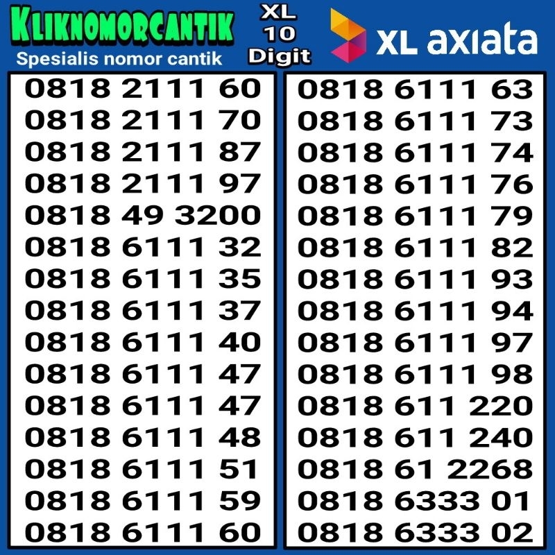 Nomor cantik XL 10 digit kartu perdana XL 10 Digit. 4