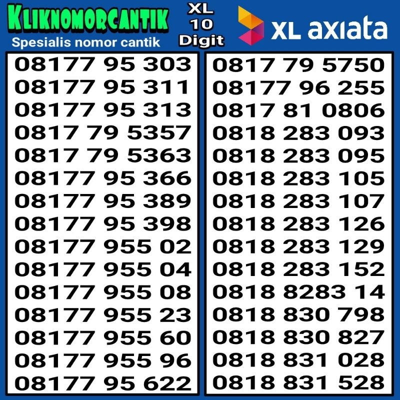 Nomor Cantik XL 10 digit Kartu perdana XL 10 digit.3