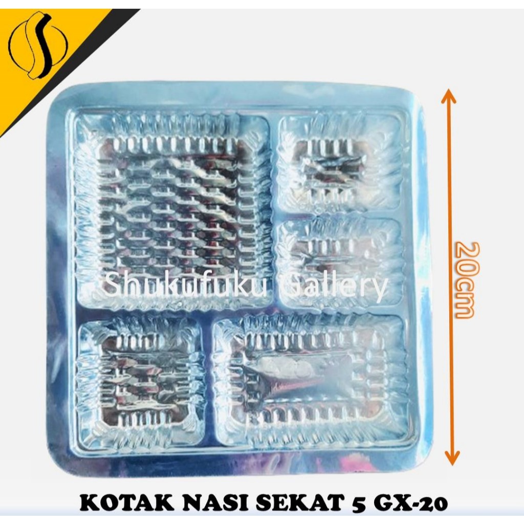 KOTAK NASI SEKAT GX-20  / PLASTIK DALAMAN BOX NASI KOTAK PERSEGI SEKAT 5 ISI 50PCS