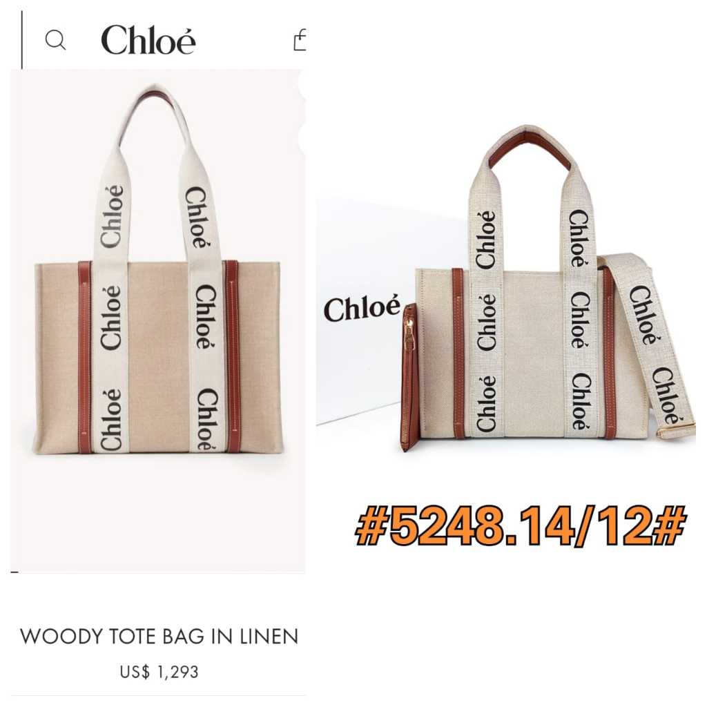 Tas Tote Bag CHLOE Woody In Linen